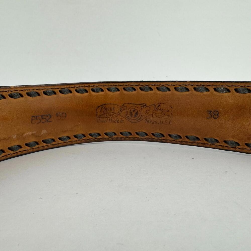 VTG Circle Y Yoakum Hand Made Texas Western Black Leather 38" Cowboy Belt Thick - Picture 4 of 9